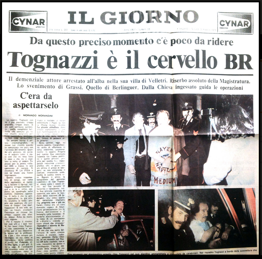 Portada del número falso de Il Giorno, 1979. Obra del colectivo Il Male.