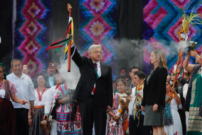 Ceremonia de toma de poder “indigenista” del presidente Andrés Manuel López Obrador, 1 de diciembre 2018.